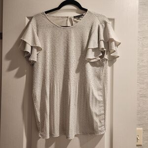 Adrianna Papell Elegant Ruffle Sleeve Top Size L Euc